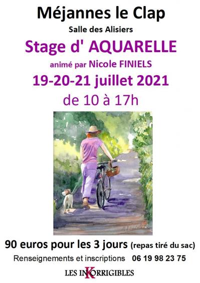 Affiche stage aquarelle juillet 2021